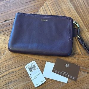 Coach Legacy Leather wristlet Black Violet / purple 63797